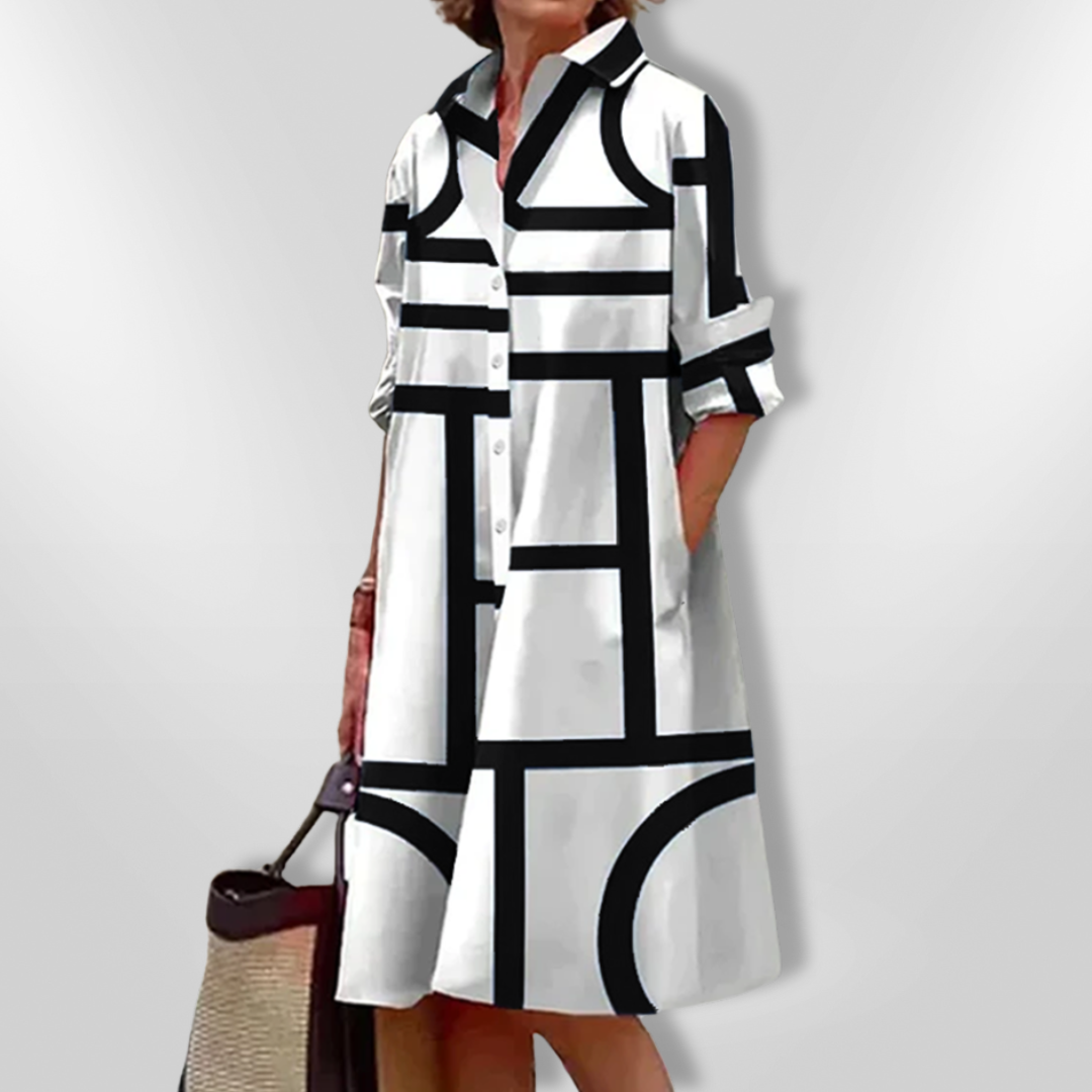 Christel™ | Abito Midi con Motivo Geometrico