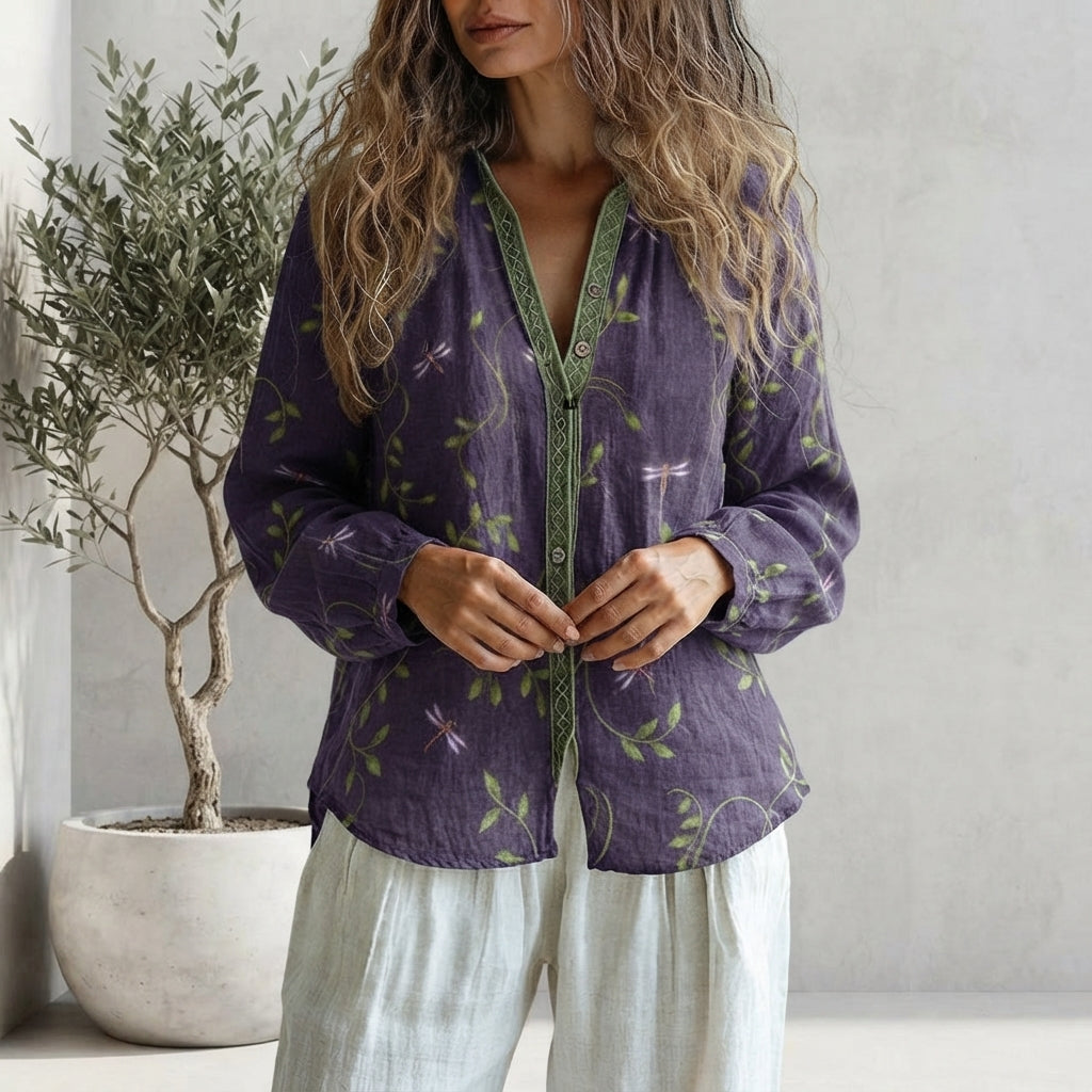 BLUSA BOTANICA CON BOTTONI DA DONNA
