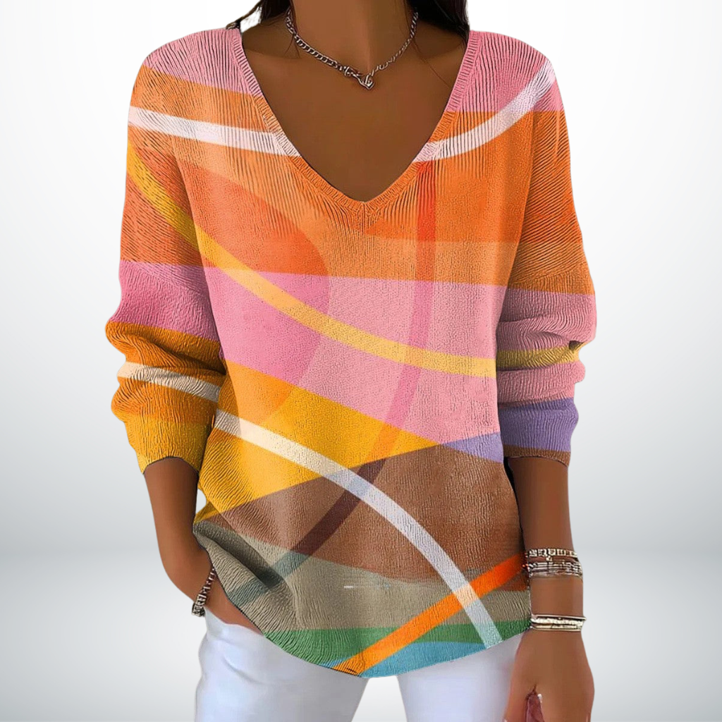 Evelien™ – Maglione a V in Maglia Fine