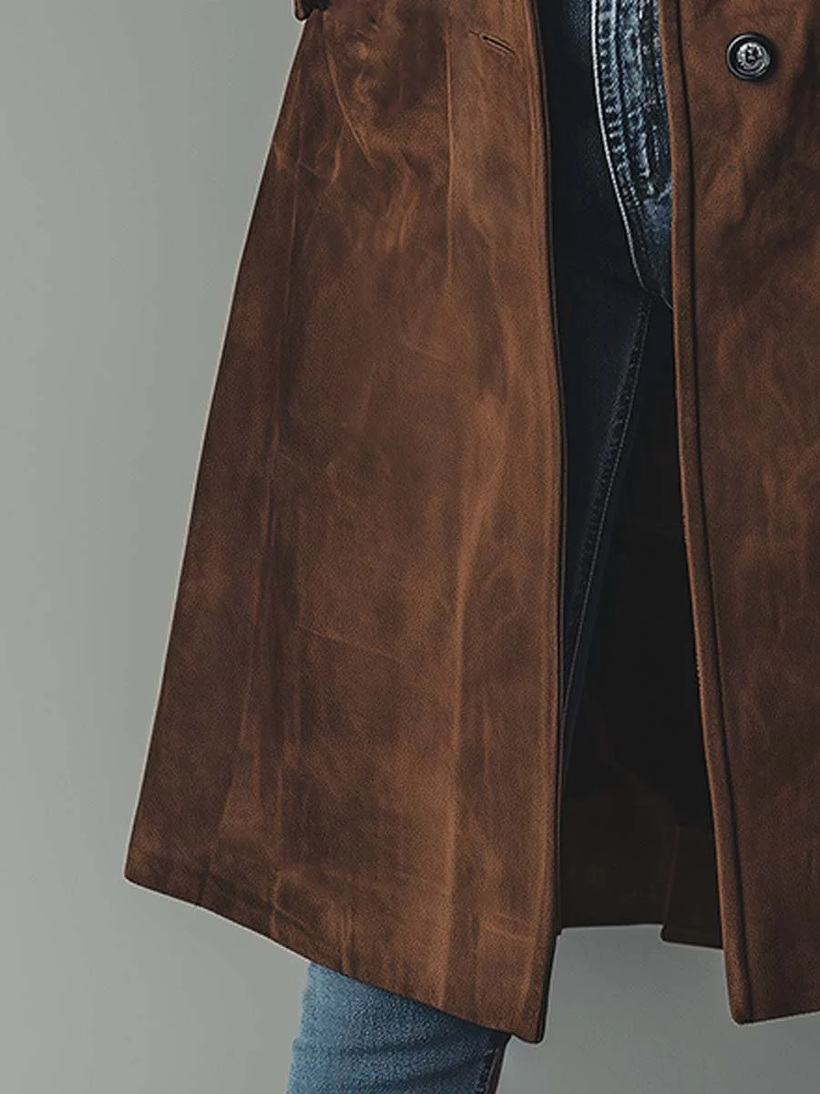 JANE – GIACCA LUNGA IN CAMOSCIO VINTAGE ISPIRATA