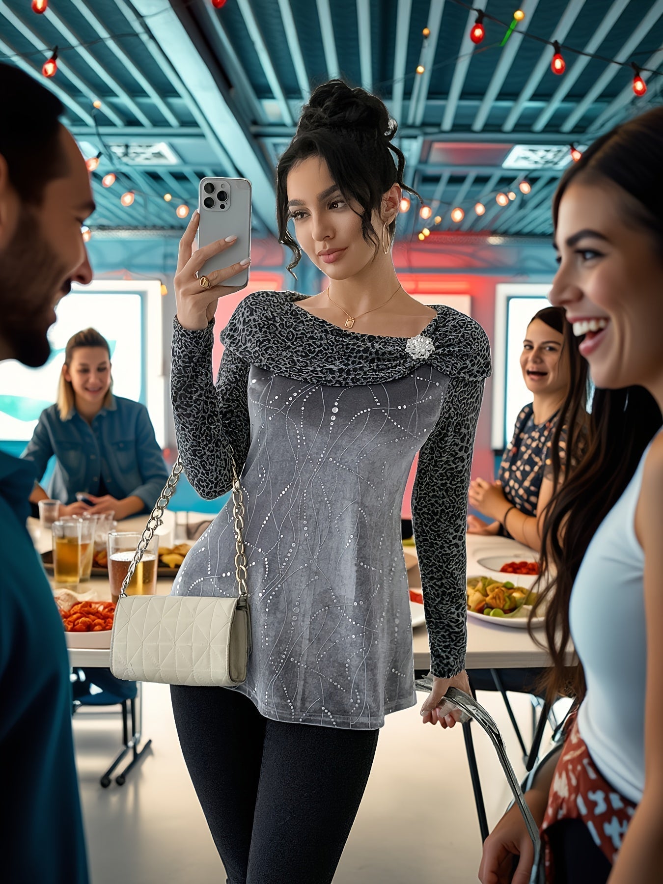 Lunessavine - Elegante Blusa Off-Shoulder con Dettagli Sottile