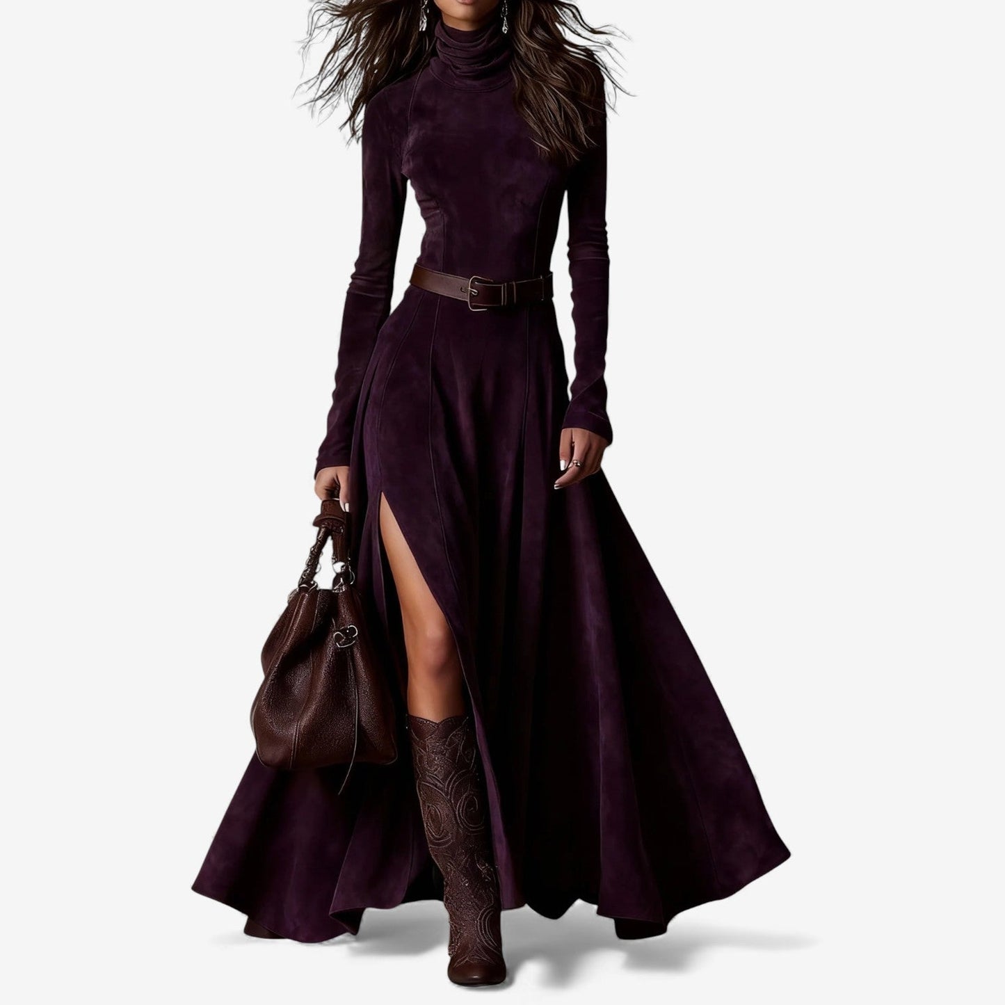 AURORA – ELEGANTE MAXI ABITO CON COLLO ALTO