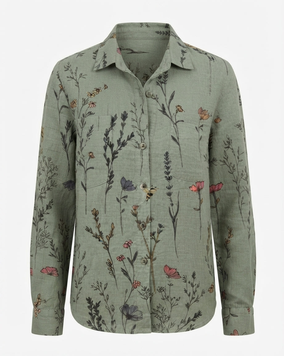 BLUSA BOTANICA CON BOTTONI DA DONNA