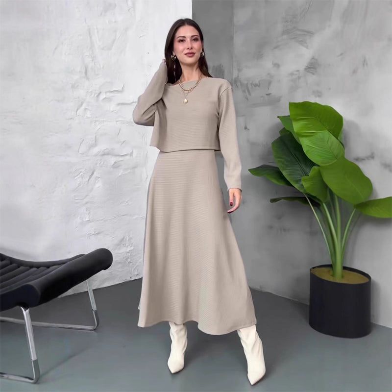 Kalissavine - Set Due Pezzi in Maglia per Donne – Vestito Midi & Elegante Top Corto