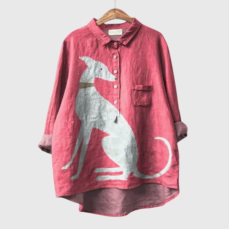 SOFIA – BLOUSE CON STAMPA CANI GIOCHERELLONA