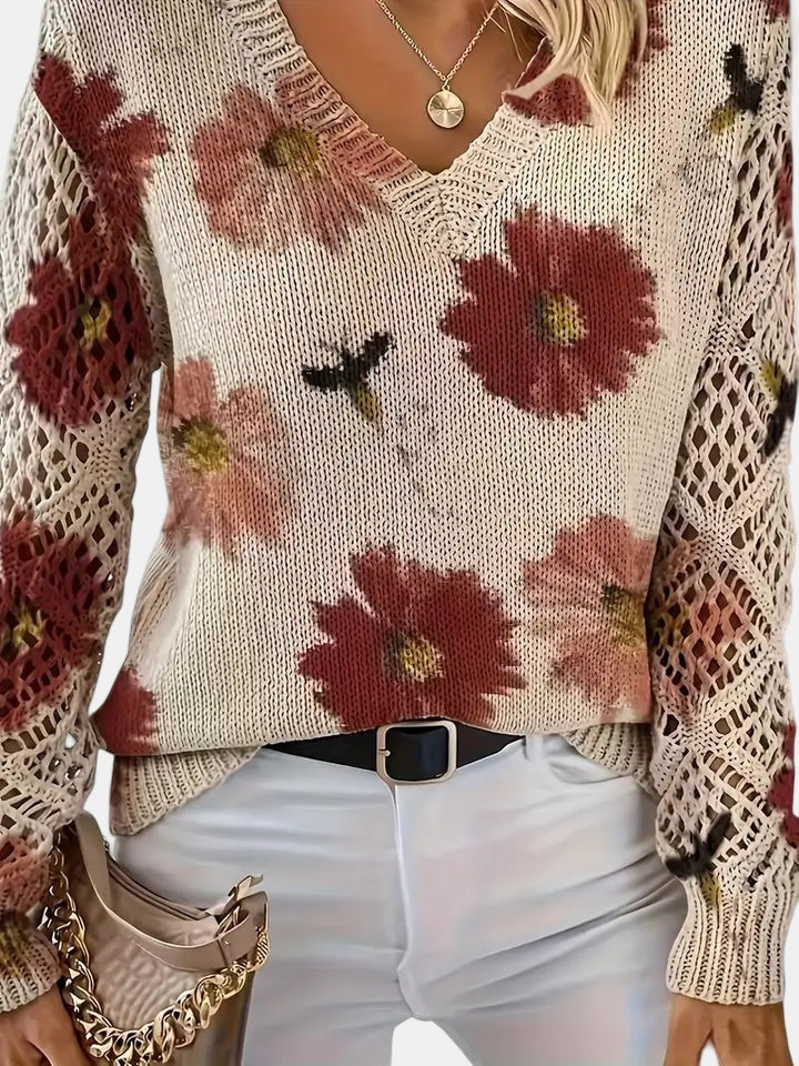 ANNELIESE – MAGLIONE A FIORI IN MAGLIA