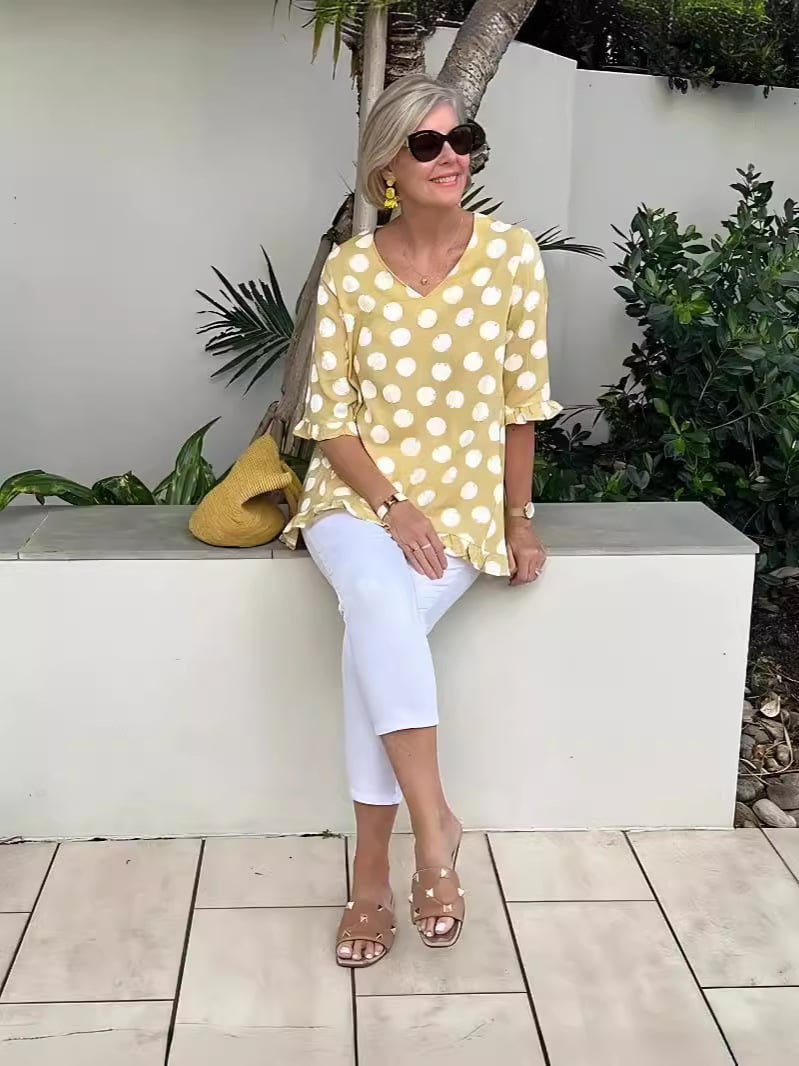 Famke™ | Top Stampato con Scollatura a V