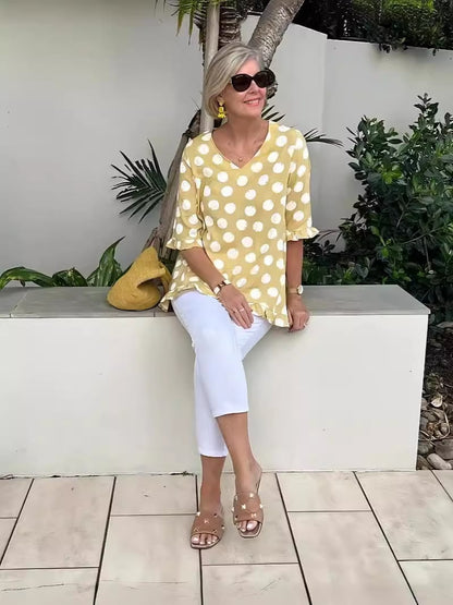 Famke™ | Top Stampato con Scollatura a V