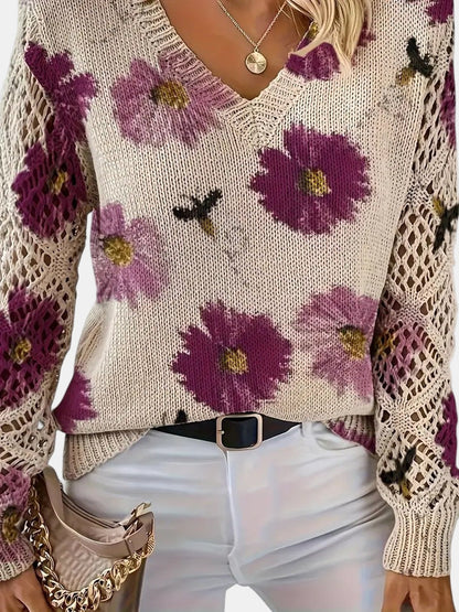 ANNELIESE – MAGLIONE A FIORI IN MAGLIA