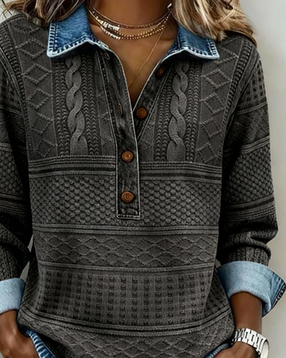 JILLIAN – MAGLIONE IN DENIM STRUTTURATO