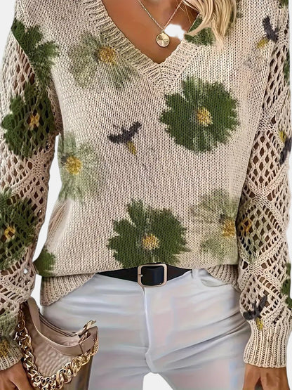 ANNELIESE – MAGLIONE A FIORI IN MAGLIA
