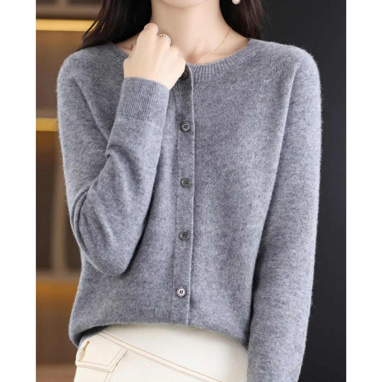 DIANE – CARDIGAN CON COLLO ROTONDO CONFORTEVOLE