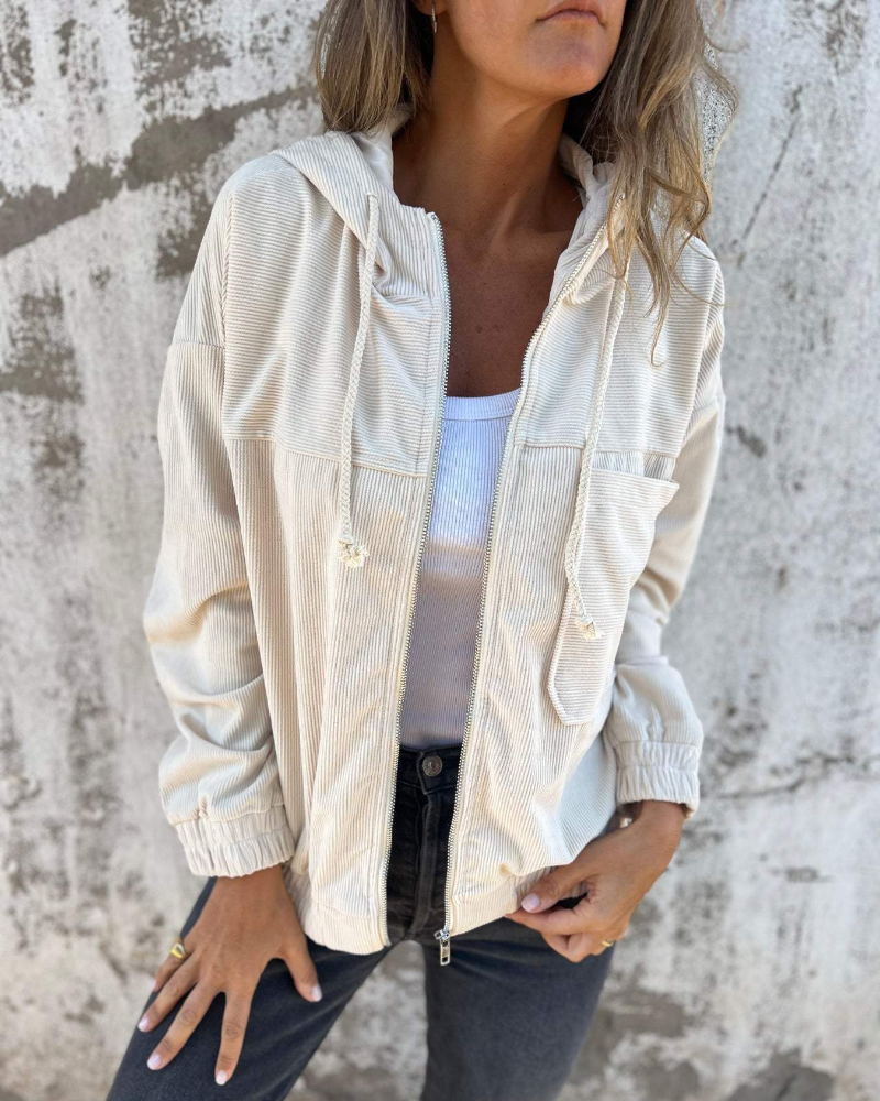 Annemijn™ | Giacca in corduroy con cappuccio e zip