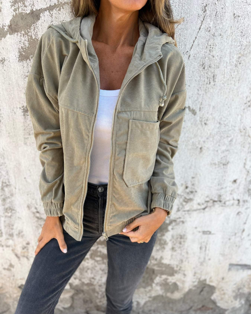Annemijn™ | Giacca in corduroy con cappuccio e zip