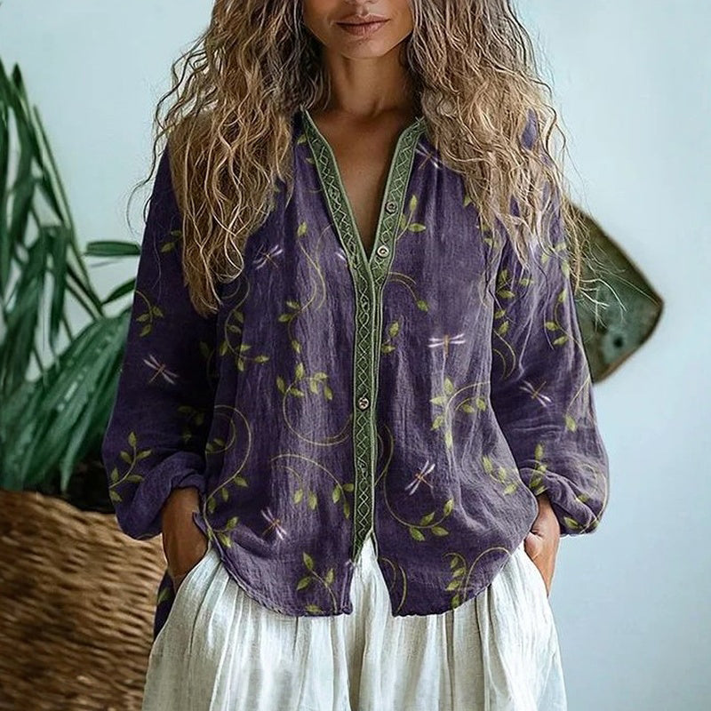 KEISHA – BLOUSE BOTANICA CON BOTTONI