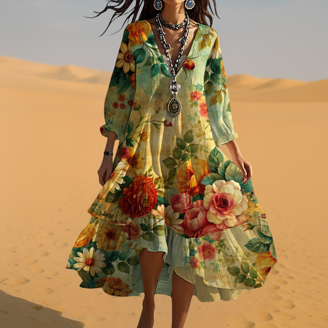 Elize™ | Abito Vintage Boho con Scollatura a V