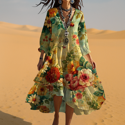 Elize™ | Abito Vintage Boho con Scollatura a V