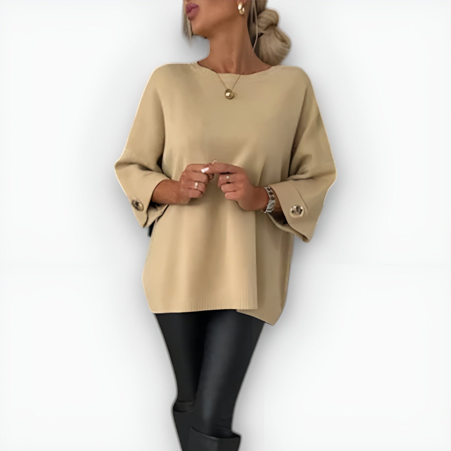 LEAH – MAGLIONE OVERSIZE CON BOTTONI SUI POLSI