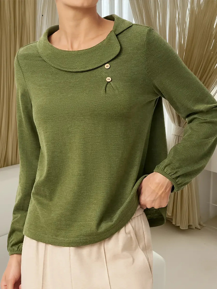 Queliravelle - Top Femminile in Cotone con Collo Peter Pan