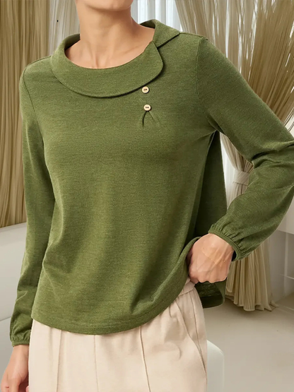 Queliravelle - Top Femminile in Cotone con Collo Peter Pan