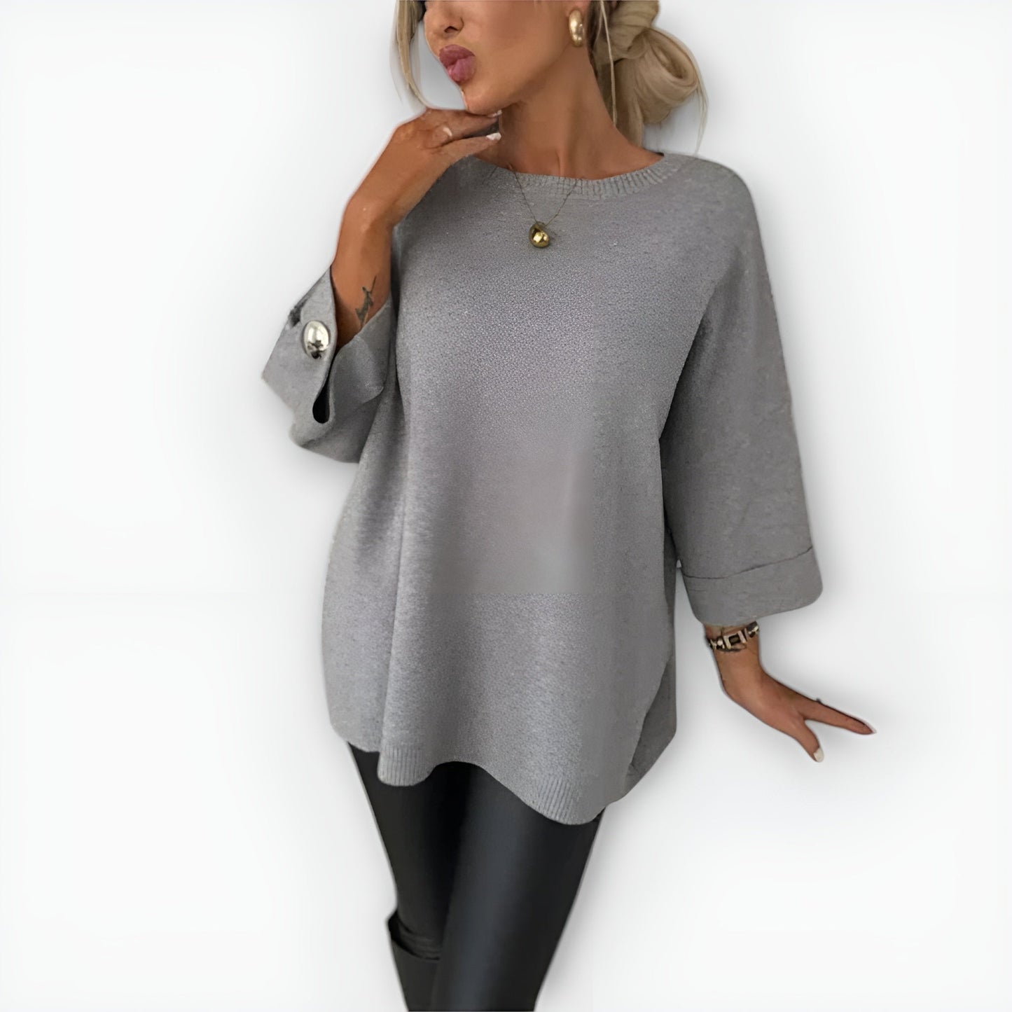 LEAH – MAGLIONE OVERSIZE CON BOTTONI SUI POLSI