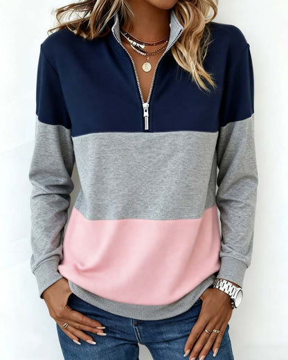 Dorinavelle - Felpa Colorblock con Comoda Zip