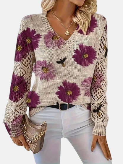 ANNELIESE – MAGLIONE A FIORI IN MAGLIA