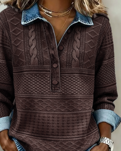 JILLIAN – MAGLIONE IN DENIM STRUTTURATO