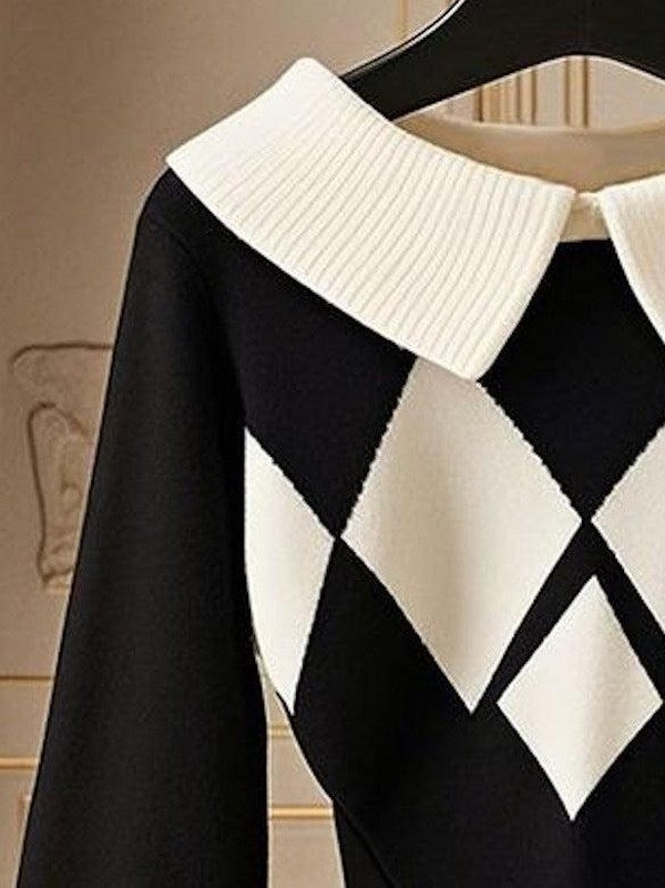 Mirthe™ | Maglione Argyle Lavorato a Maglia
