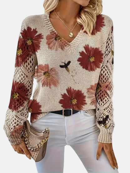 ANNELIESE – MAGLIONE A FIORI IN MAGLIA