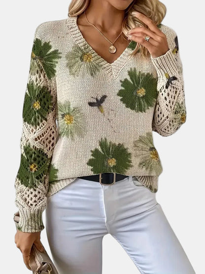 ANNELIESE – MAGLIONE A FIORI IN MAGLIA