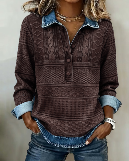 JILLIAN – MAGLIONE IN DENIM STRUTTURATO