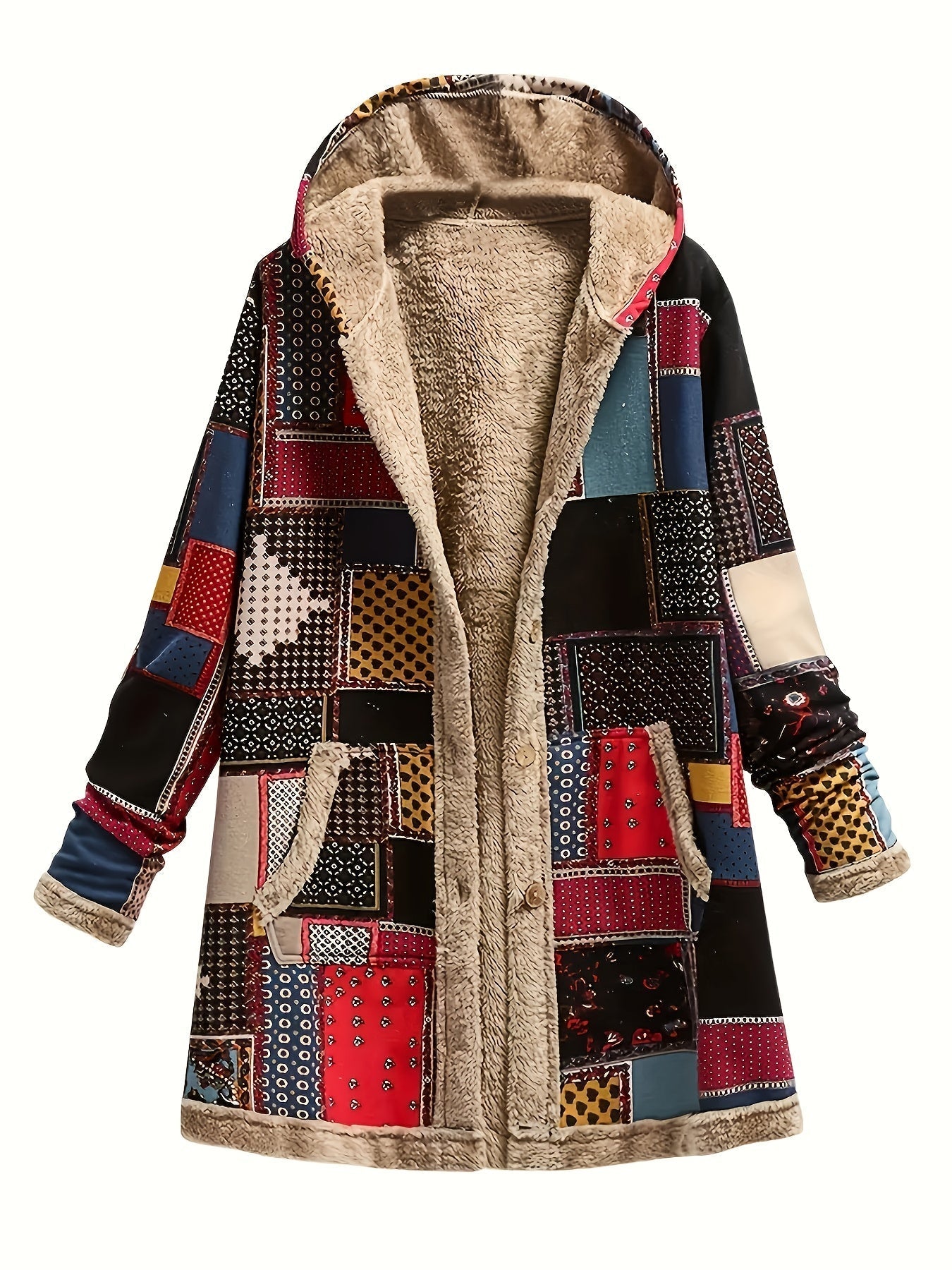 FIONA – GIACCA PATCHWORK CON CAPPUCCIO