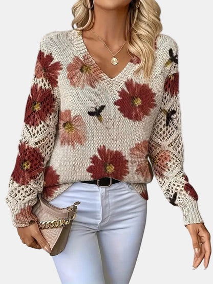 ANNELIESE – MAGLIONE A FIORI IN MAGLIA