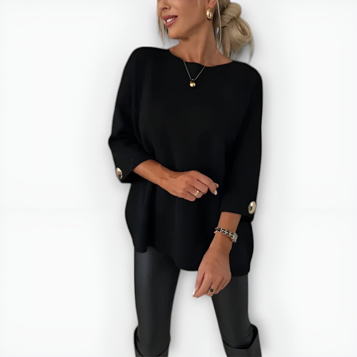 LEAH – MAGLIONE OVERSIZE CON BOTTONI SUI POLSI