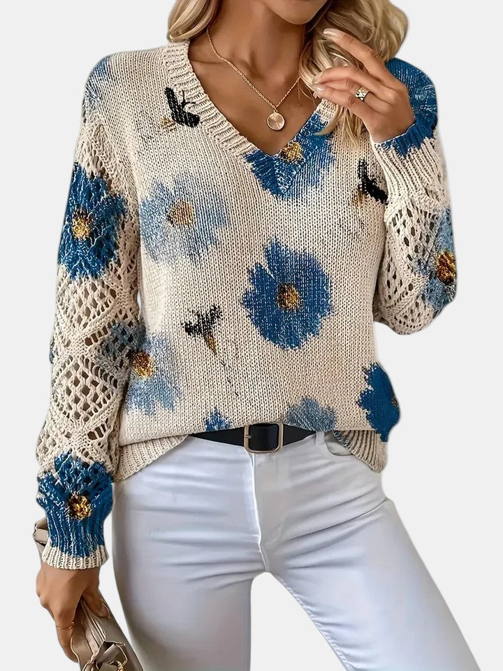 ANNELIESE – MAGLIONE A FIORI IN MAGLIA