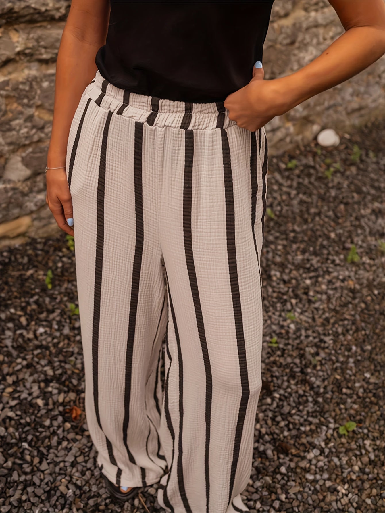 Elvira™ | Pantaloni estivi leggeri a righe con gamba larga
