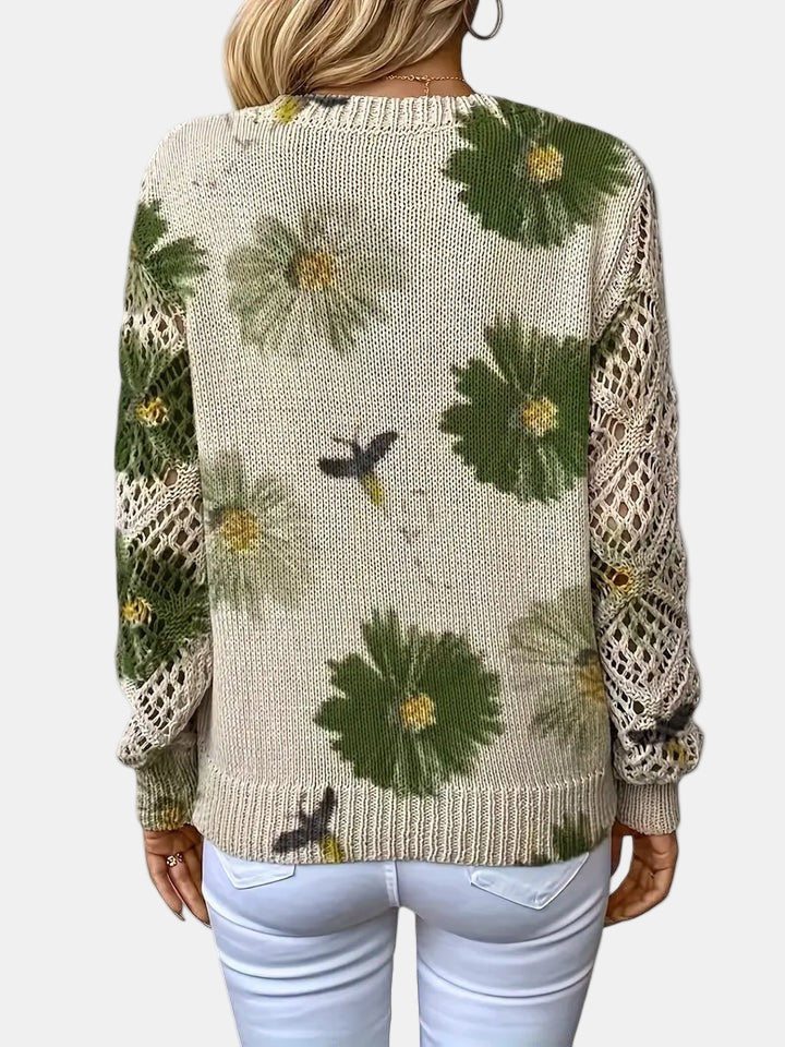 ANNELIESE – MAGLIONE A FIORI IN MAGLIA