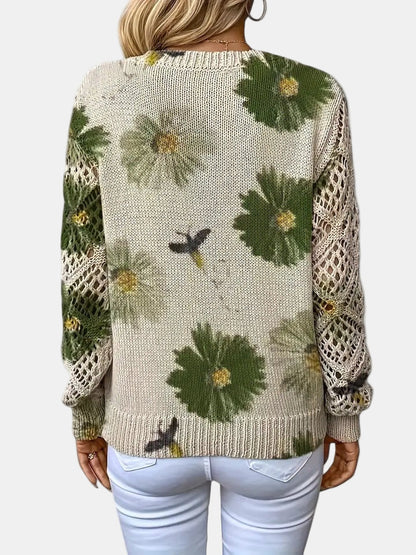 ANNELIESE – MAGLIONE A FIORI IN MAGLIA