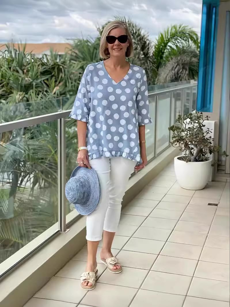 Famke™ | Top Stampato con Scollatura a V