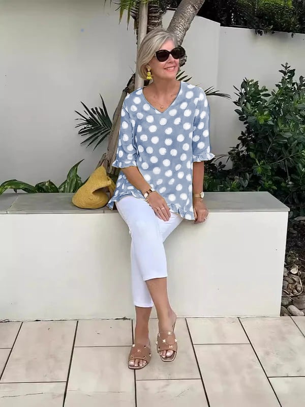Famke™ | Top Stampato con Scollatura a V