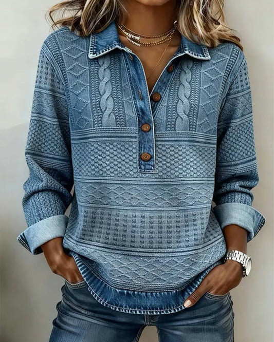 JILLIAN – MAGLIONE IN DENIM STRUTTURATO