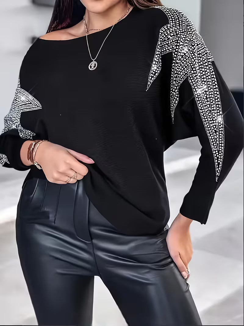 Doralissea - Elegante Maglione a Maniche Lunghe con Stampa Stellare