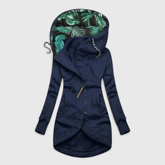 PERRIE – GIACCA CON CAPPUCCIO TROPICALE ASIMMETRICA