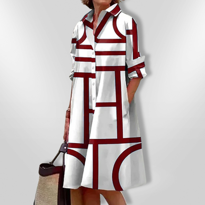 Christel™ | Abito Midi con Motivo Geometrico