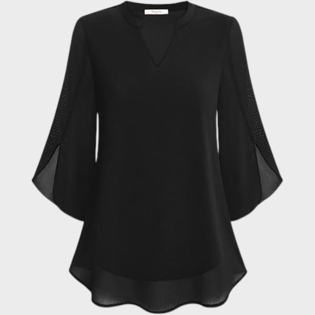 ELENA – BLUSA ELEGANTE CON COLLO A V E ASPETTO ARIALE