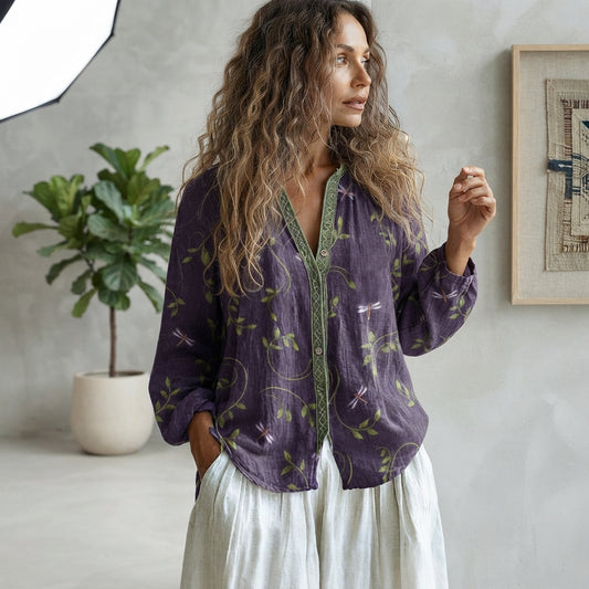 BLUSA BOTANICA CON BOTTONI DA DONNA