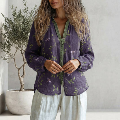 BLUSA BOTANICA CON BOTTONI DA DONNA