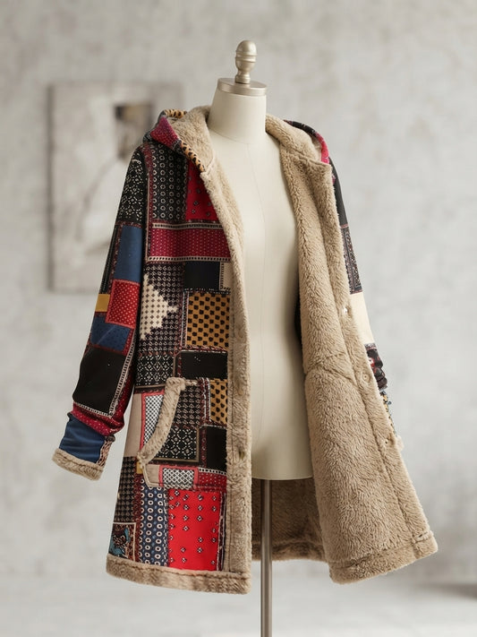 GIACCA PATCHWORK CON CAPPUCCIO DA DONNA