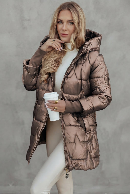 GIACCA TRAPUNTATA CON CAPPUCCIO DA DONNA